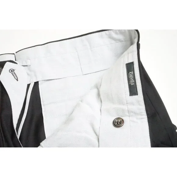 Zanella Kemp Cinquanta Black 100% Wool Mens Pants Trousers Sz 50 EU NEW